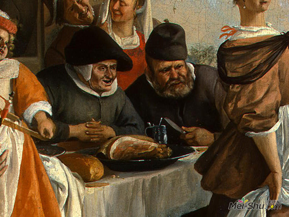 扬·斯蒂恩(Jan Steen)高清作品《舞伴（细节）》