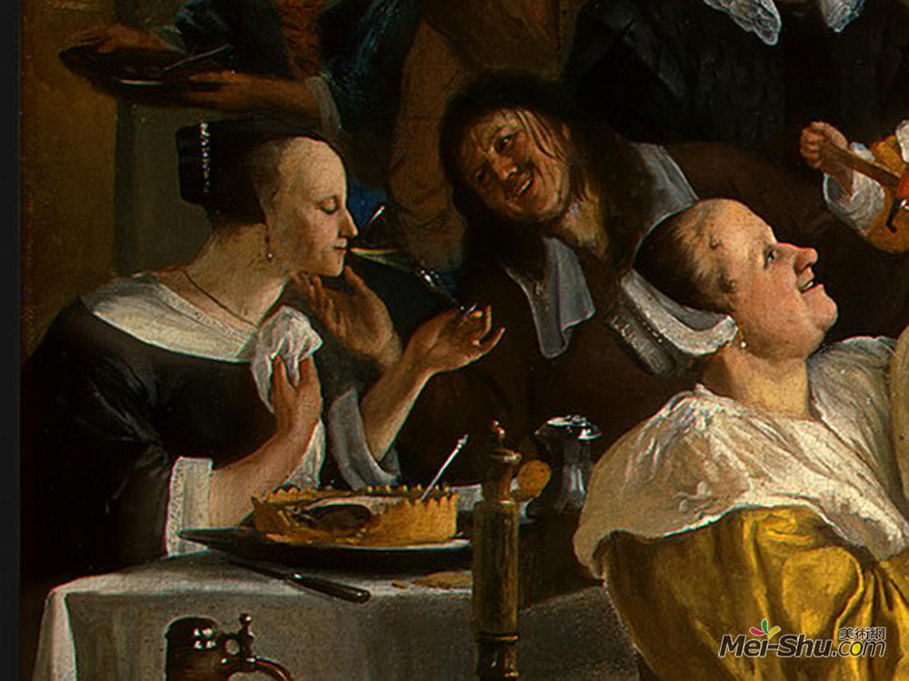扬·斯蒂恩(Jan Steen)高清作品《舞伴（细节）》