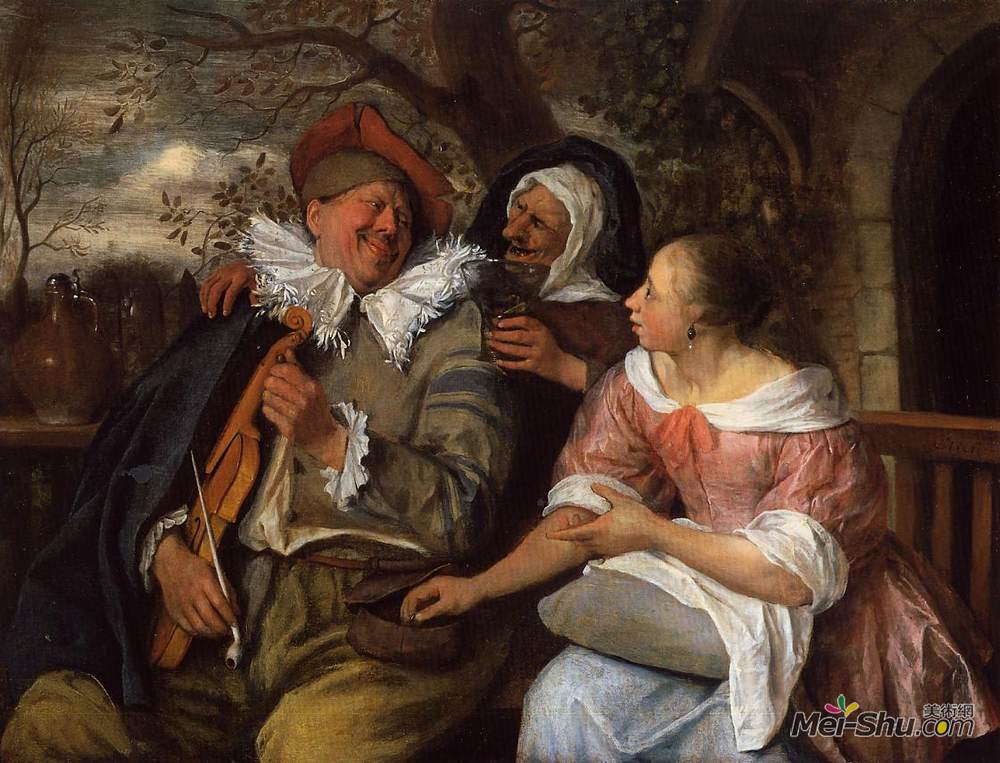 扬·斯蒂恩(Jan Steen)高清作品《欢乐三人间》