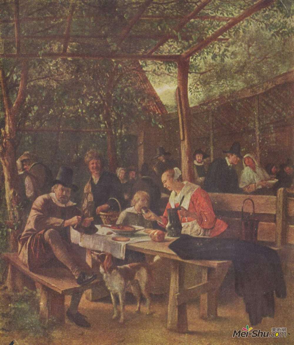 扬·斯蒂恩(Jan Steen)高清作品《酒吧花园》