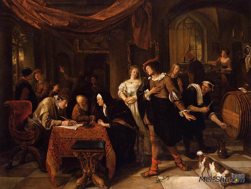 扬·斯蒂恩(Jan Steen)高清作品《托拜厄斯和莎拉的婚礼》