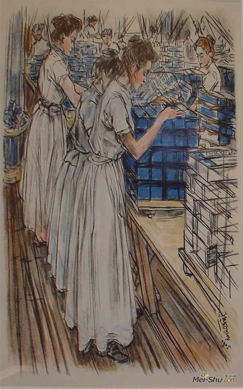 简·托罗普(Jan Toorop)高清作品《蜡烛厂》