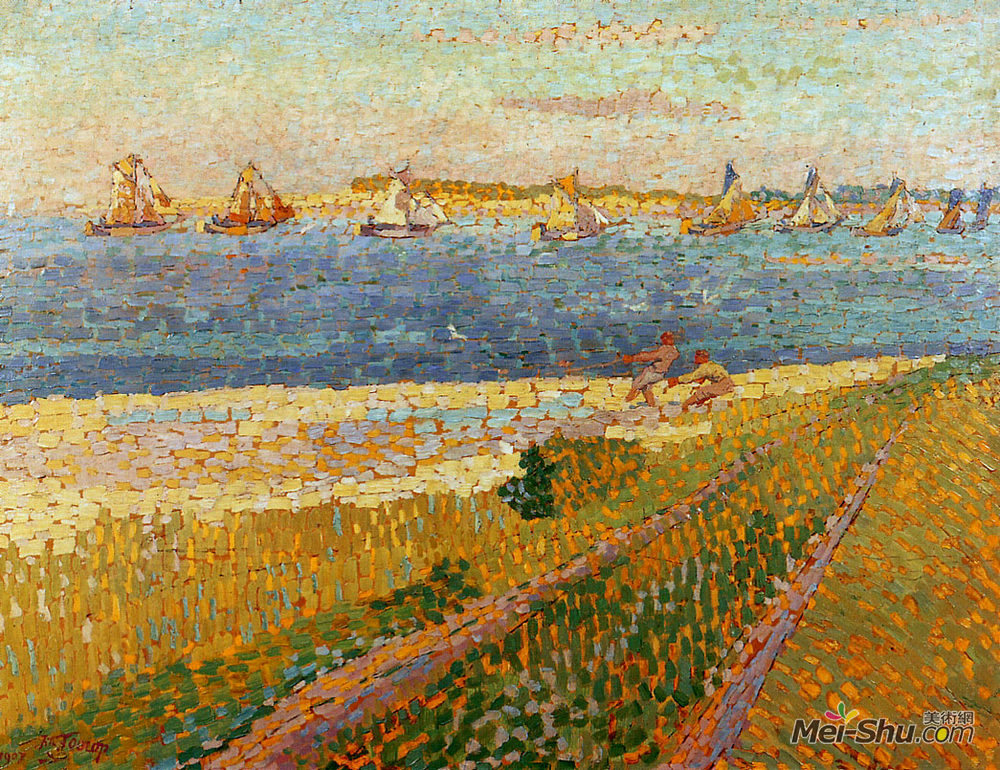 简·托罗普(Jan Toorop)高清作品《The fishing fleet of Veere》