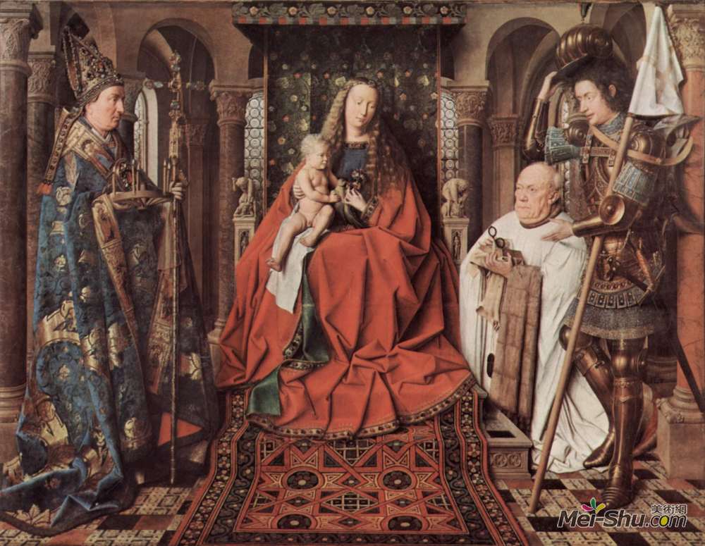 扬·凡·艾克(Jan van Eyck)高清作品《Madonna and Child with Canon Joris van der Paele》