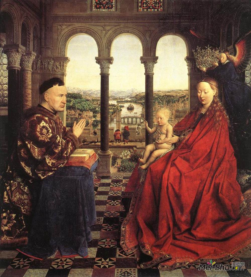 扬·凡·艾克(Jan van Eyck)高清作品《The Rolin Madonna (La Vierge au Chancelier Rolin)》