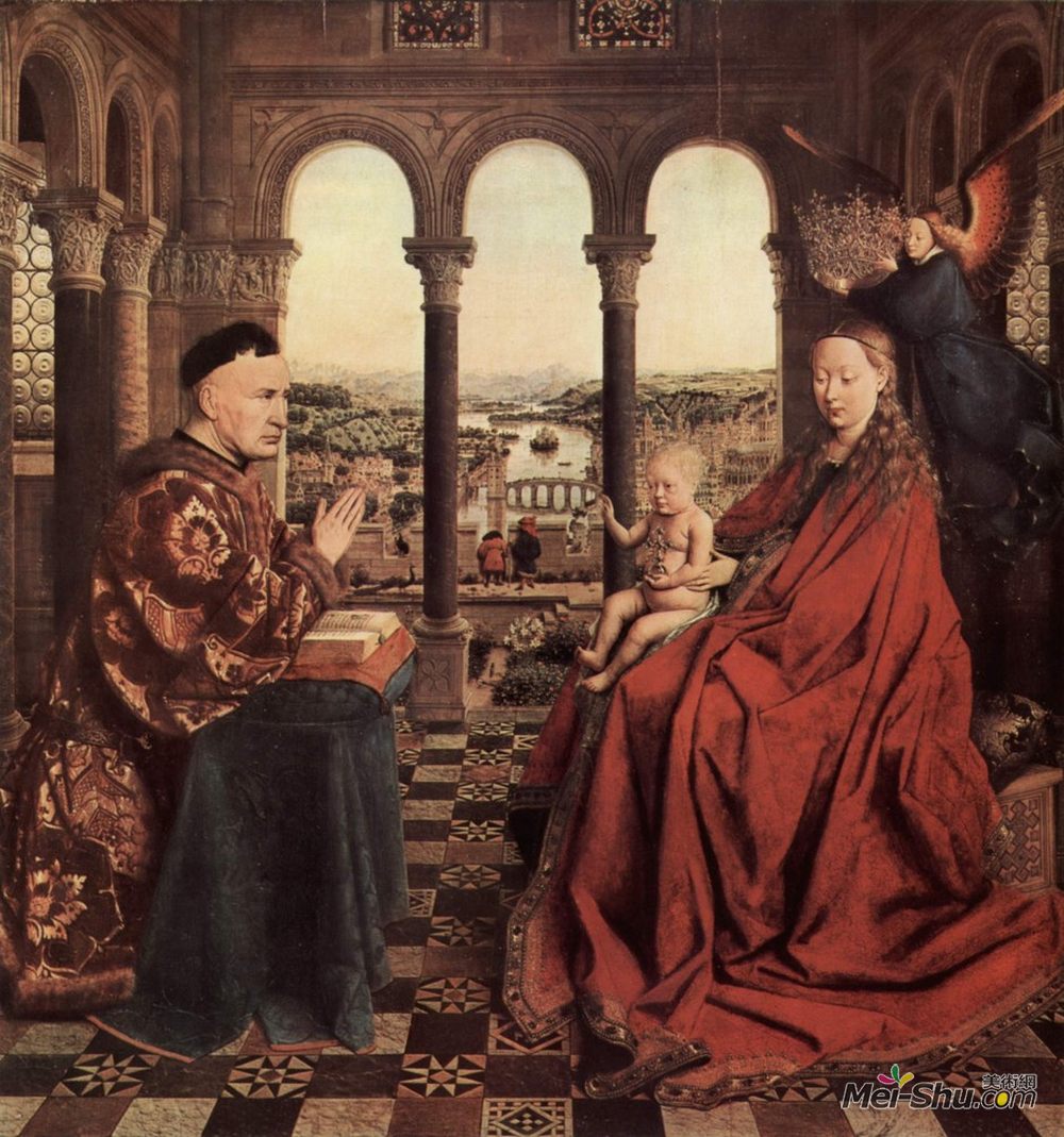 扬·凡·艾克(Jan van Eyck)高清作品《The Virgin of the Chancellor Rolin entier》