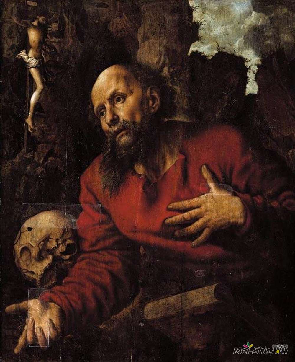简·范·海森(Jan van Hemessen)高清作品《圣杰罗姆在石窟前祈祷》