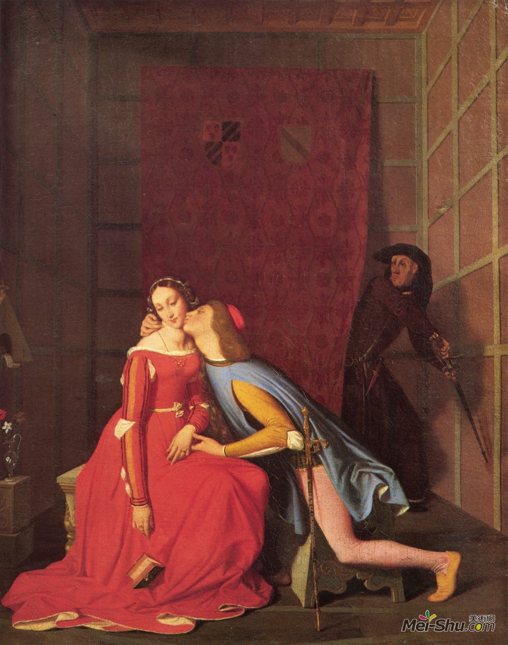 让·奥古斯特·多米尼克·安格尔(Jean Auguste Dominique Ingres)高清作品《里米尼的弗兰切斯卡和保罗·马拉泰斯塔》
