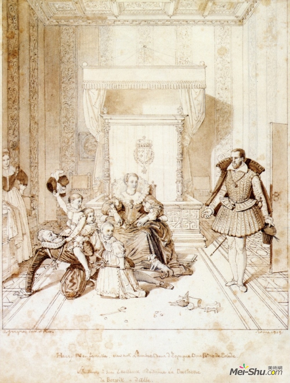 让·奥古斯特·多米尼克·安格尔(Jean Auguste Dominique Ingres)高清作品《亨利四世和他的孩子们玩耍》