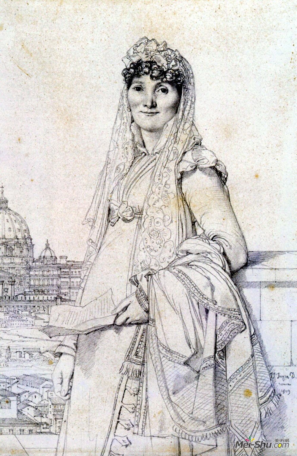 让·奥古斯特·多米尼克·安格尔(Jean Auguste Dominique Ingres)高清作品《Madame Guillaume Mallet, born Anne Julie Houel》