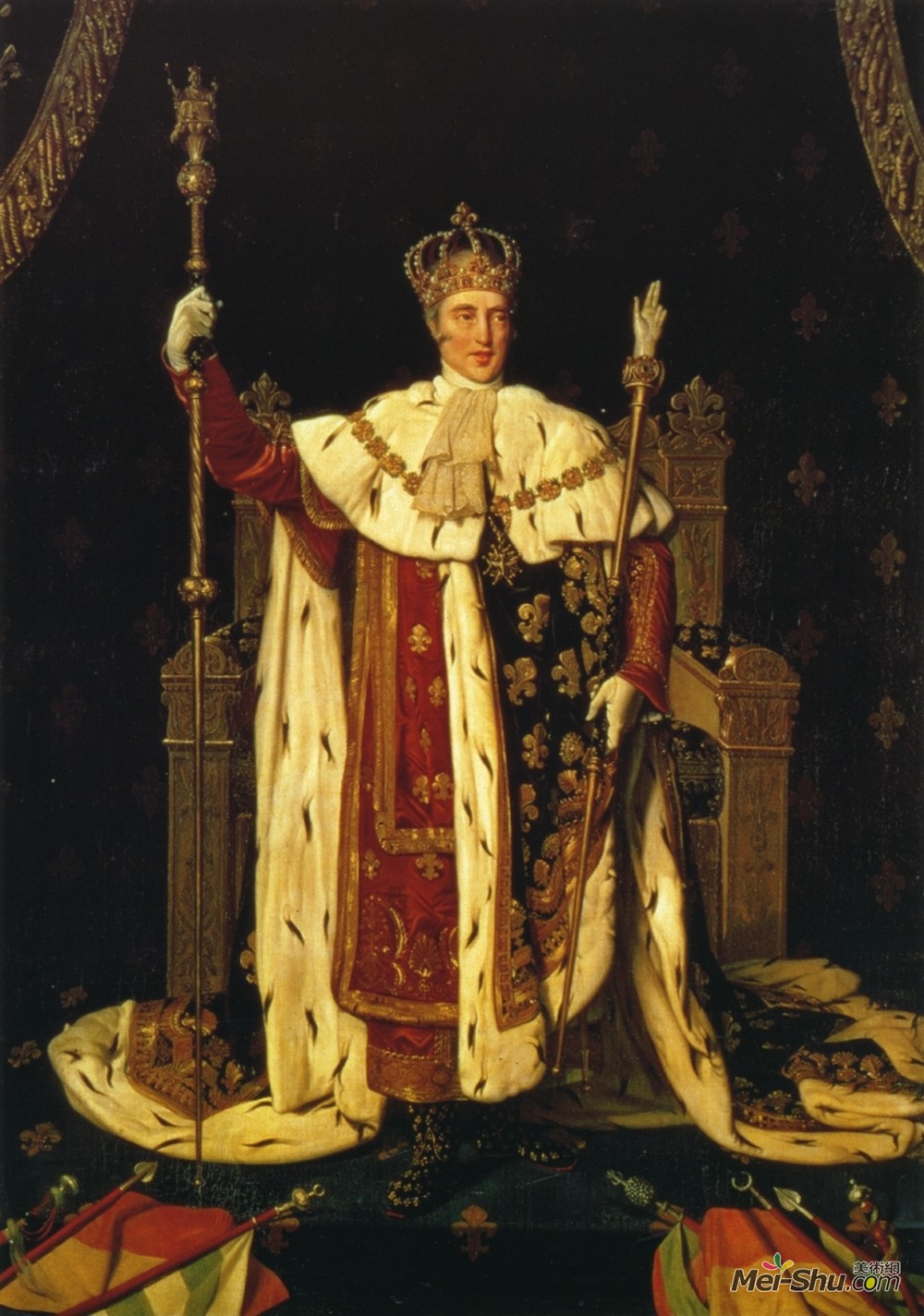 让·奥古斯特·多米尼克·安格尔(Jean Auguste Dominique Ingres)高清作品《查尔斯在加冕长袍中的画像》