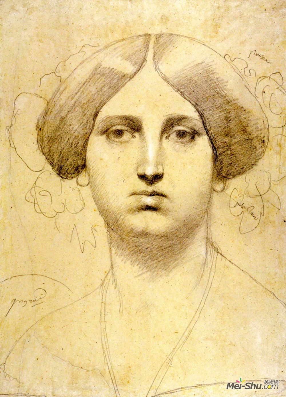 让·奥古斯特·多米尼克·安格尔(Jean Auguste Dominique Ingres)高清作品《牟帖斯夫人（研究）》