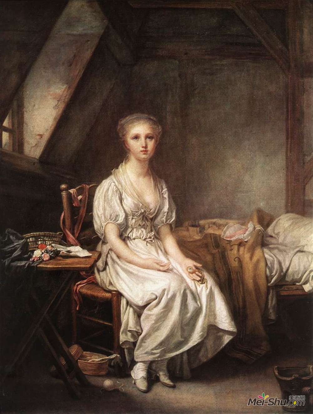 让·巴蒂斯特·格勒兹(Jean-Baptiste Greuze)高清作品《手表的抱怨》