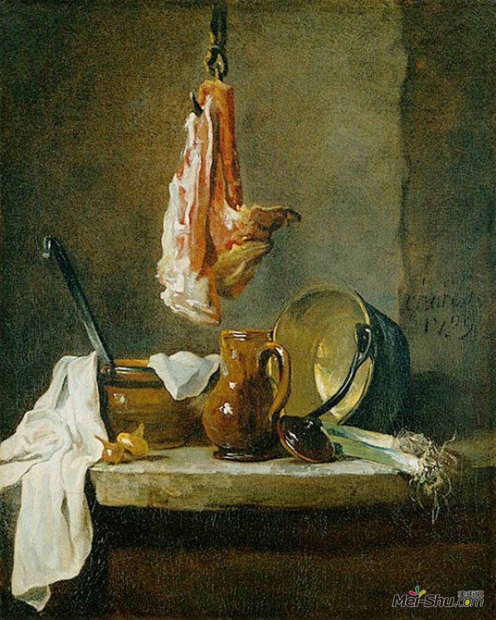让·巴蒂斯·西美翁·夏尔丹(Jean-Baptiste-Simeon Chardin)高清作品《牛肉肋骨静物》