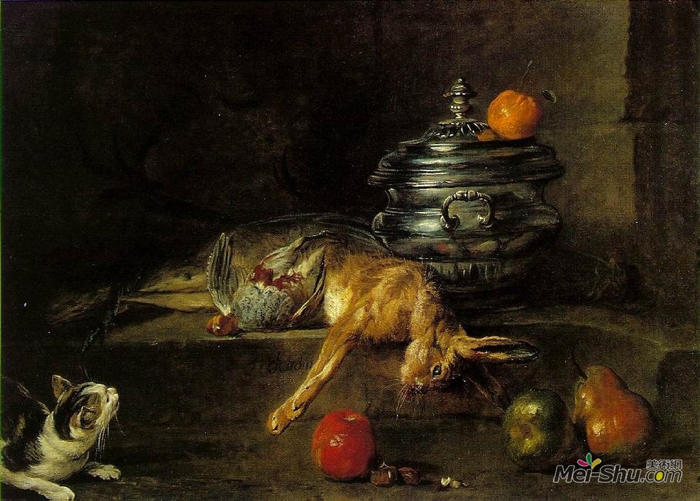 让·巴蒂斯·西美翁·夏尔丹(Jean-Baptiste-Simeon Chardin)高清作品《银碗》