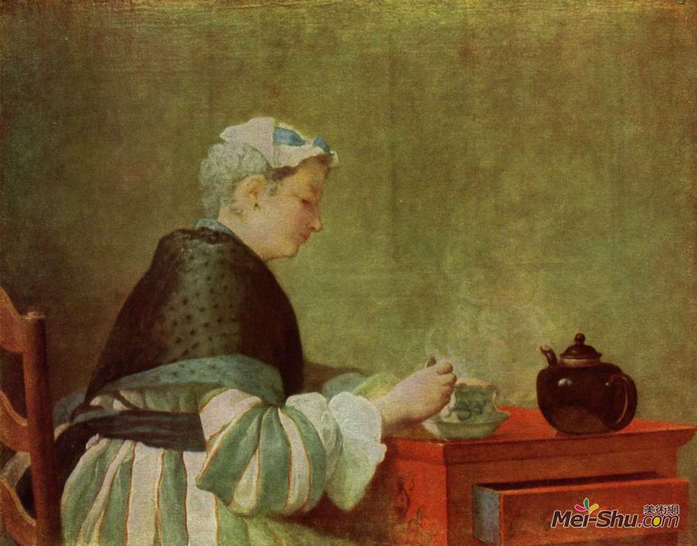 让·巴蒂斯·西美翁·夏尔丹(Jean-Baptiste-Simeon Chardin)高清作品《饮茶者》