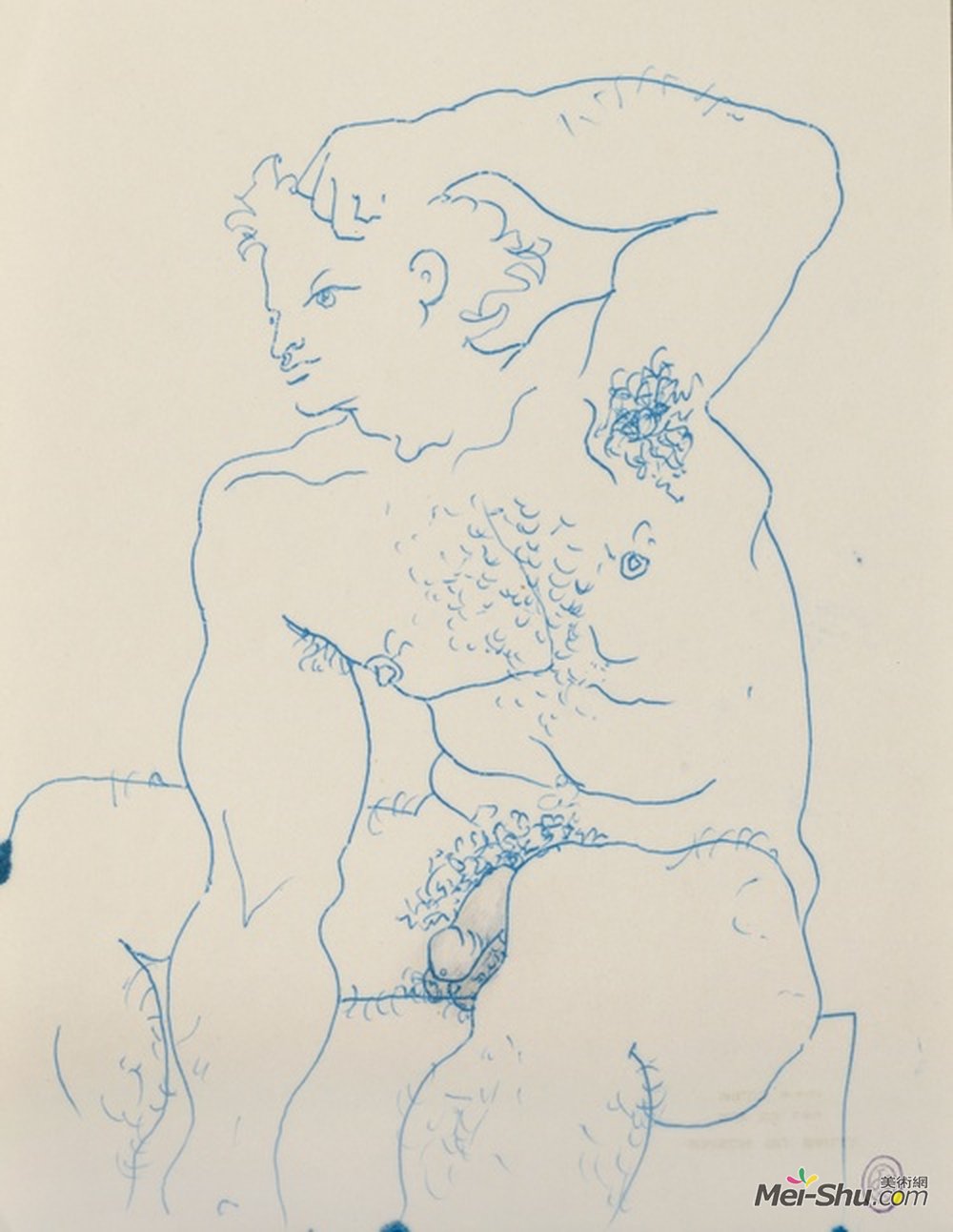 让·谷克多(Jean Cocteau)高清作品《Study for an illustration for Le livre blanc, Paul Morihien》