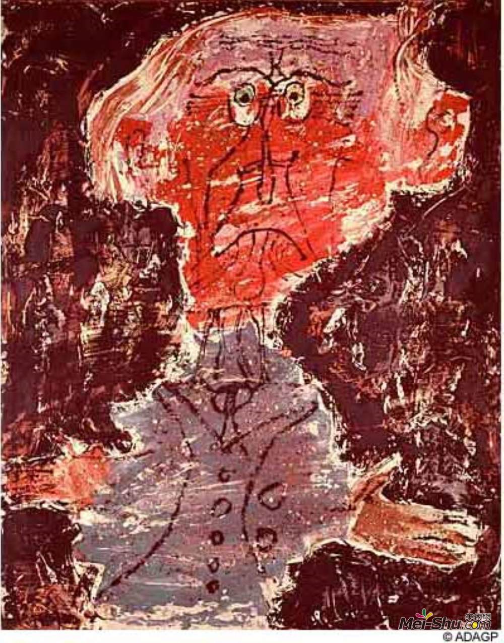 让·杜布菲(Jean Dubuffet)高清作品《L&éautaud sorcerer Redskin》