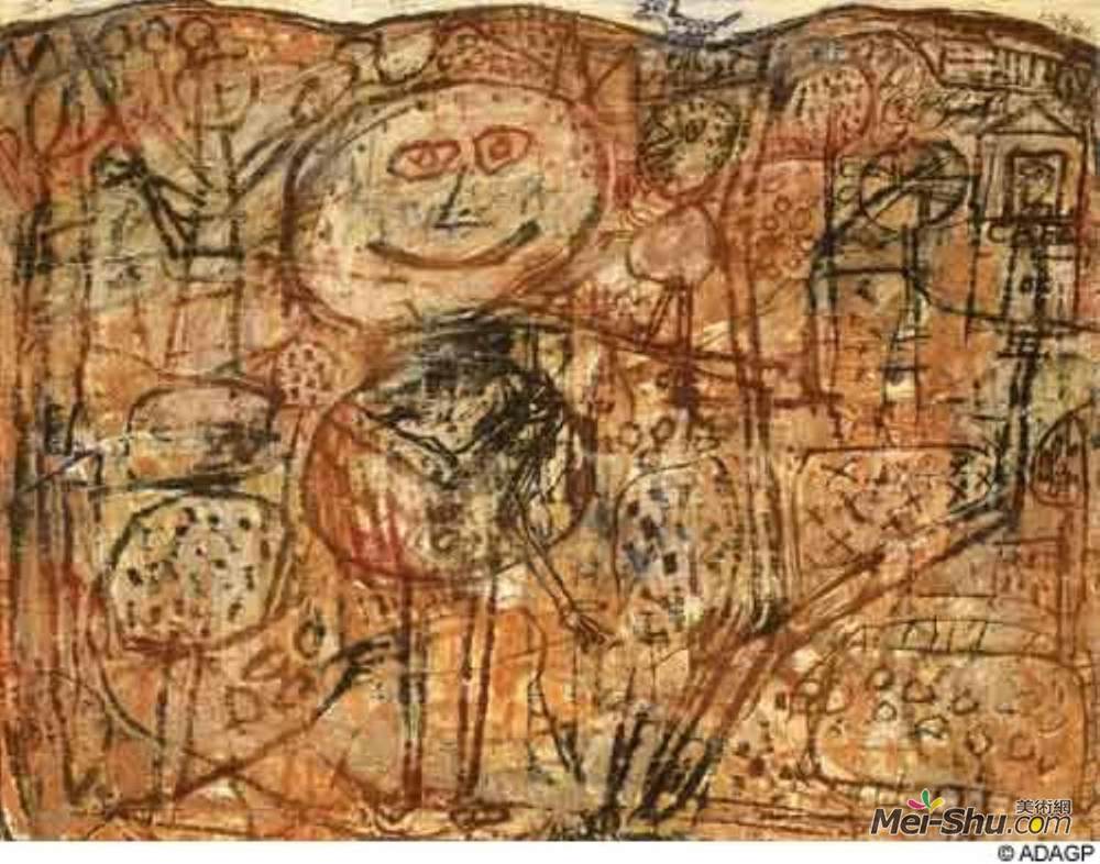 让·杜布菲(Jean Dubuffet)高清作品《蓝鸟》