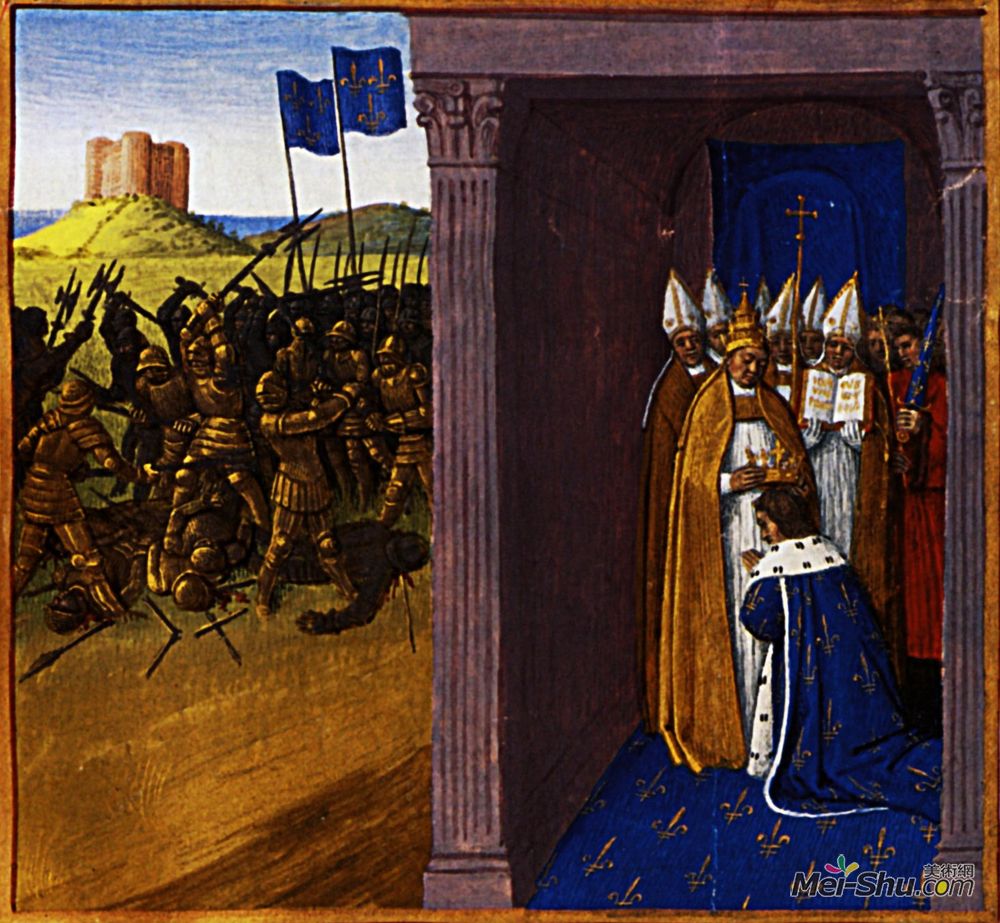 让·富盖(Jean Fouquet)高清作品《拉昂短诗中的佩佩加冕礼》