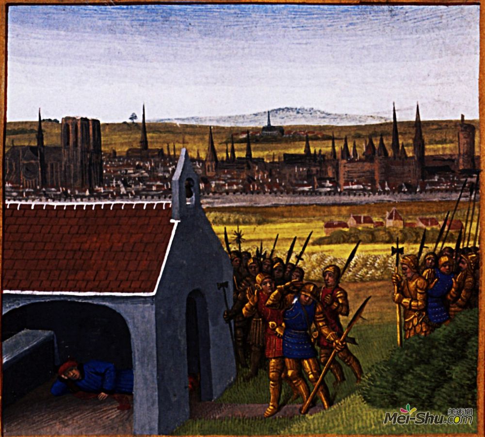 让·富盖(Jean Fouquet)高清作品《King Clothar II (584-629) cannot bring back his son Dagobert》