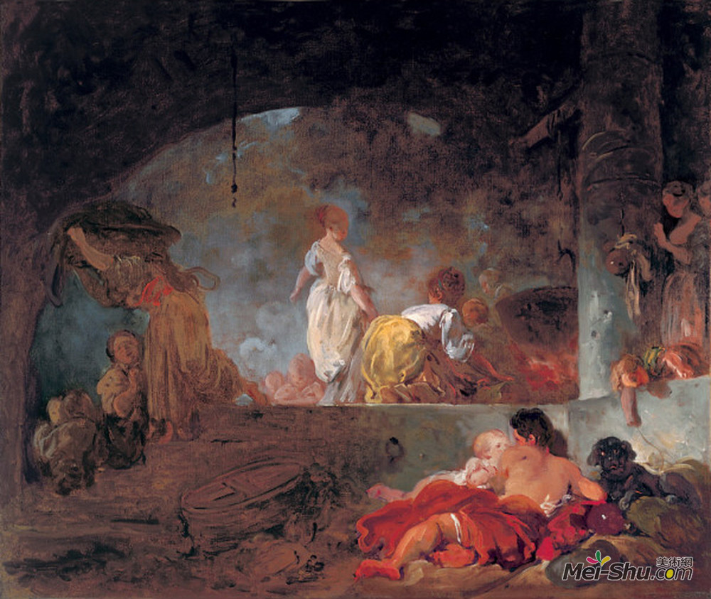 让-奥诺雷·弗拉贡纳尔(Jean-Honore Fragonard)高清作品《洗衣店》