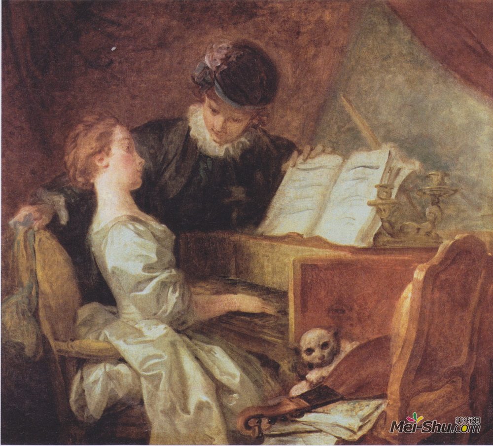 让-奥诺雷·弗拉贡纳尔(Jean-Honore Fragonard)高清作品《音乐课》