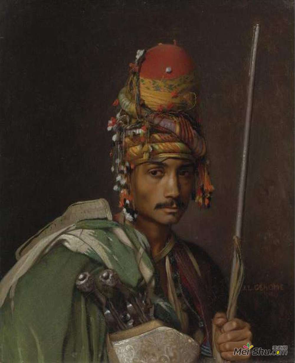 让·莱昂·热罗姆(Jean-Leon Gerome)高清作品《A Bashi Bazouk》