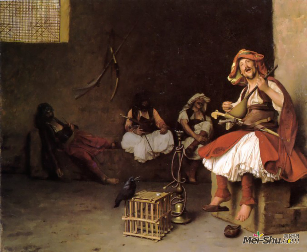 让·莱昂·热罗姆(Jean-Leon Gerome)高清作品《Bashi-Bazouk Singing》