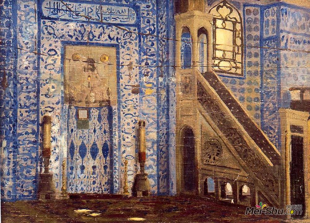 让·莱昂·热罗姆(Jean-Leon Gerome)高清作品《清真寺内部》