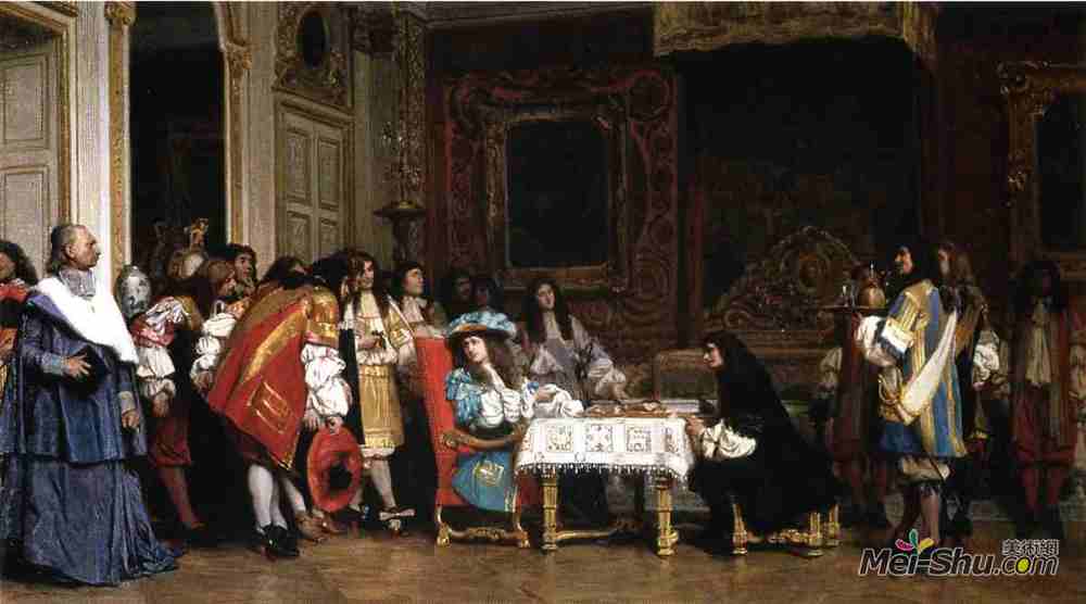 让·莱昂·热罗姆(Jean-Leon Gerome)高清作品《路易十四和莫里哀》