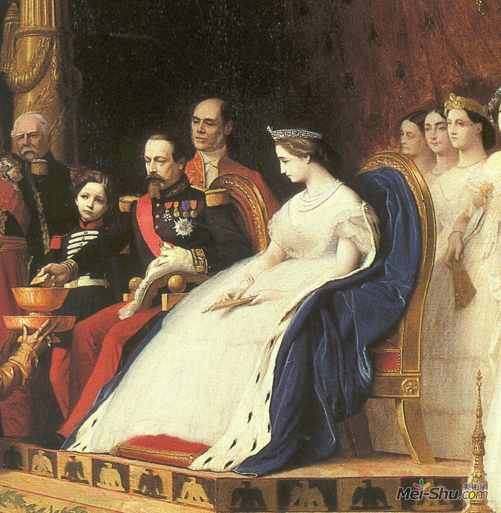 让·莱昂·热罗姆(Jean-Leon Gerome)高清作品《Napoleon III, Eugenie and their Son for Adoption Siamese Amb》