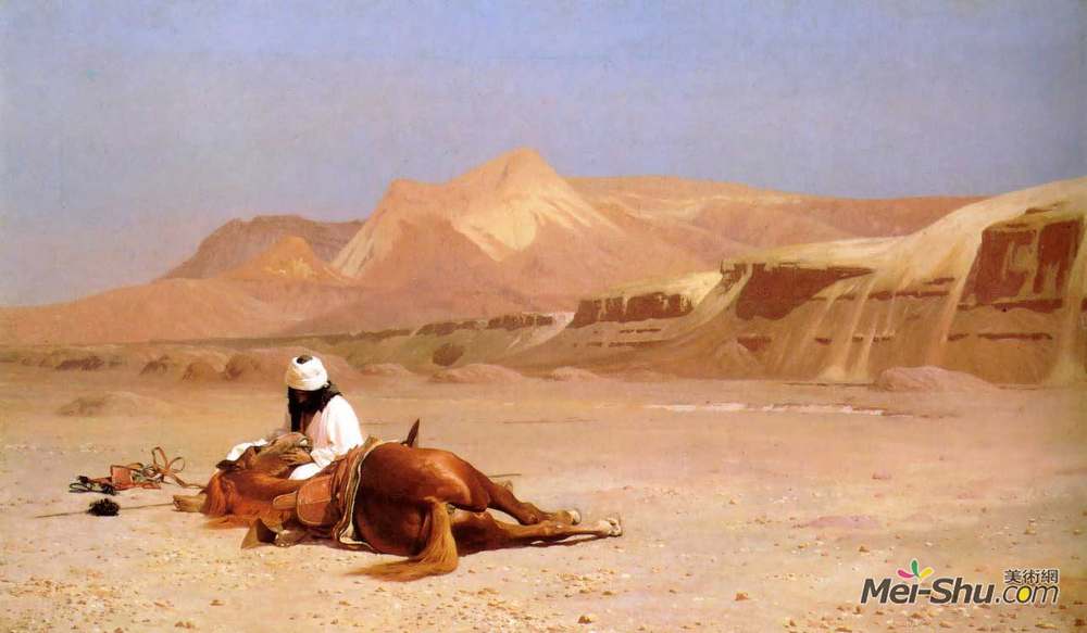 让·莱昂·热罗姆(Jean-Leon Gerome)高清作品《阿拉伯人和他的坐骑》