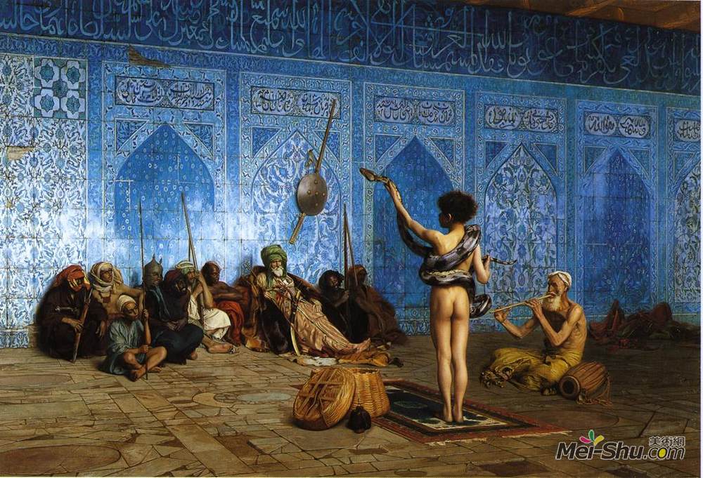 让·莱昂·热罗姆(Jean-Leon Gerome)高清作品《耍蛇人》