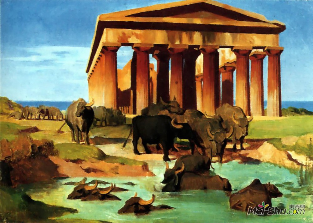 让·莱昂·热罗姆(Jean-Leon Gerome)高清作品《帕埃斯图姆观》