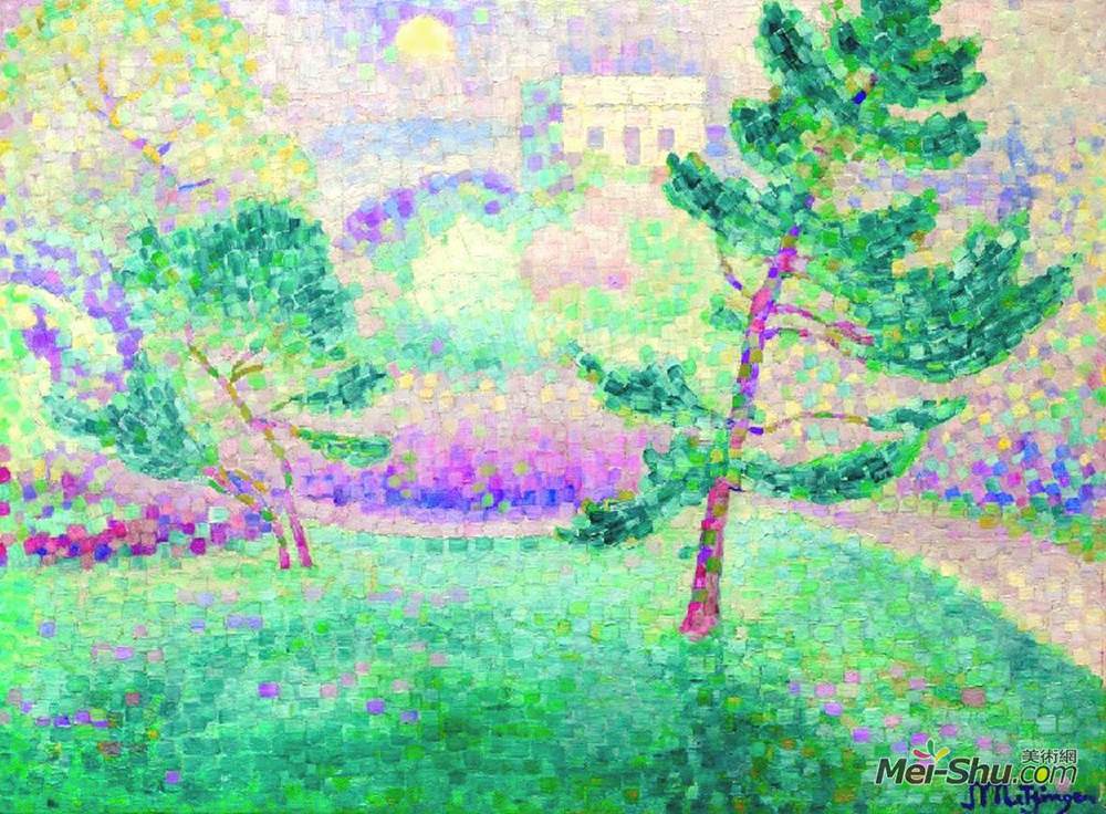 让·梅金杰(Jean Metzinger)高清作品《早上在公园的双肩背包》