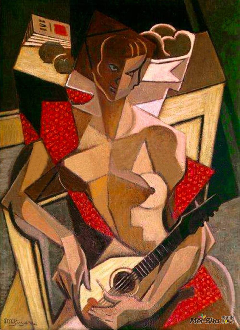 让·梅金杰(Jean Metzinger)高清作品《曼陀林的女人》