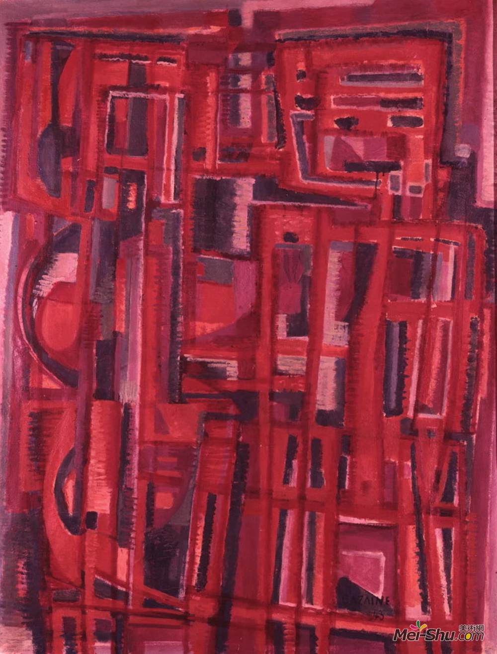 让雷内巴扎因(Jean Rene Bazaine)高清作品《对在海边，晚上》