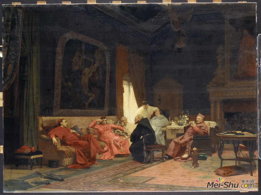 吉安·乔治斯·维伯特(Jehan Georges Vibert)高清作品《传教士的冒险经历》