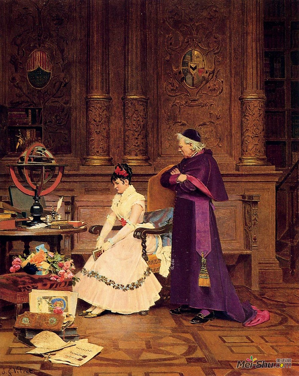 吉安·乔治斯·维伯特(Jehan Georges Vibert)高清作品《斥责》