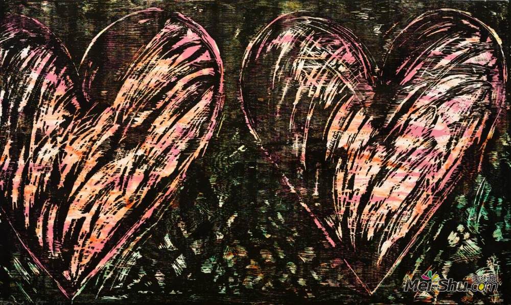 吉姆·狄恩(Jim Dine)高清作品《森林中的两颗心》
