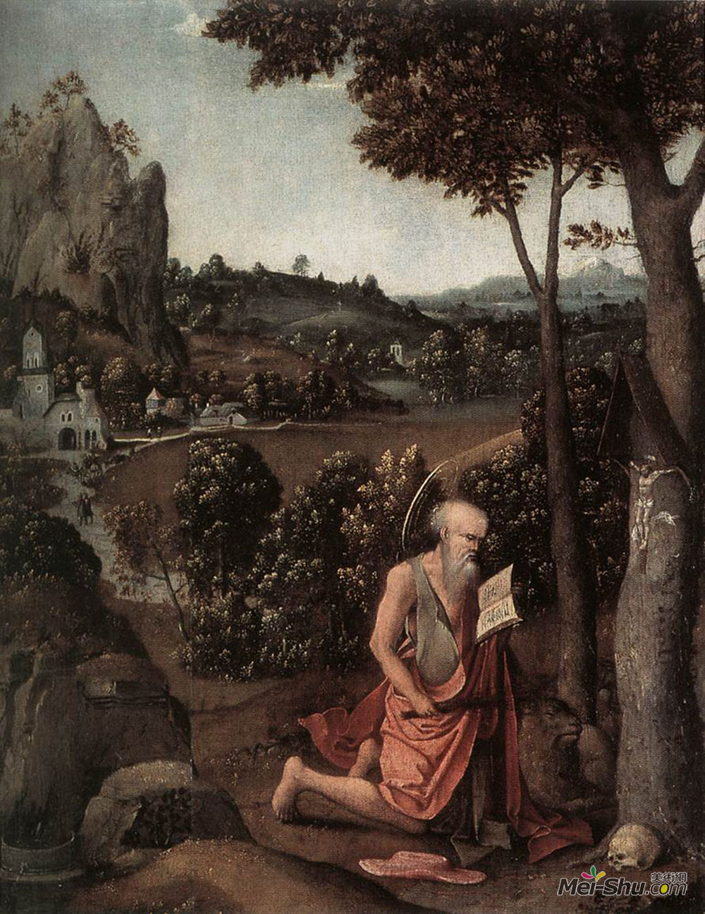 约阿希姆·帕蒂尼尔(Joachim Patinir)高清作品《与圣杰罗姆的岩石风景》