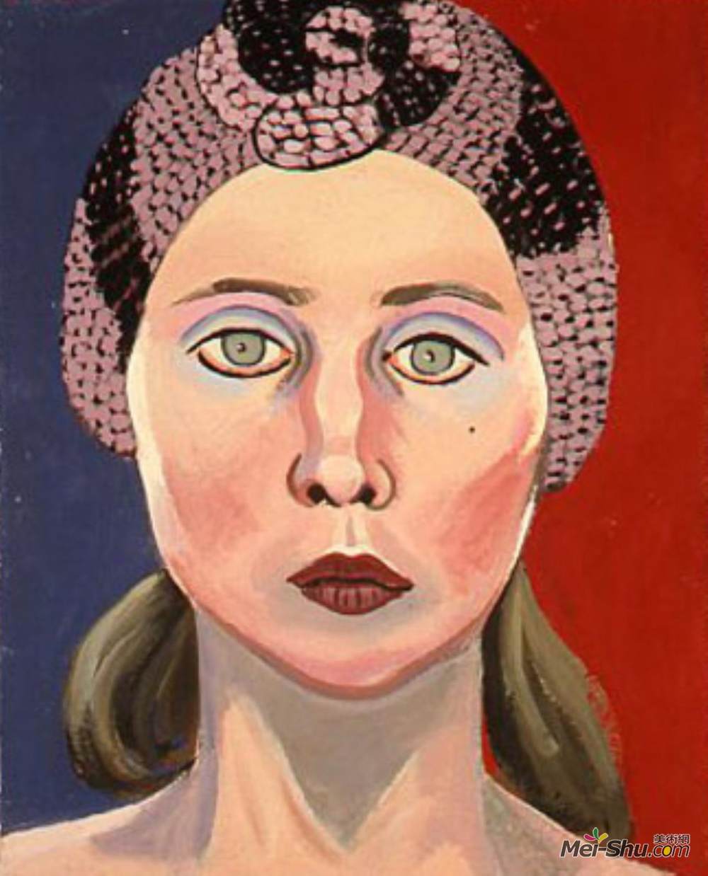 琼布朗(Joan Brown)高清作品《针织帽自画像》