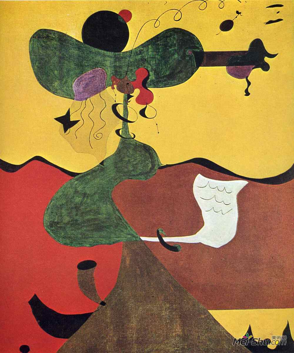 胡安·米罗(Joan Miro)高清作品《1750年米尔斯夫人画像（警官后）》