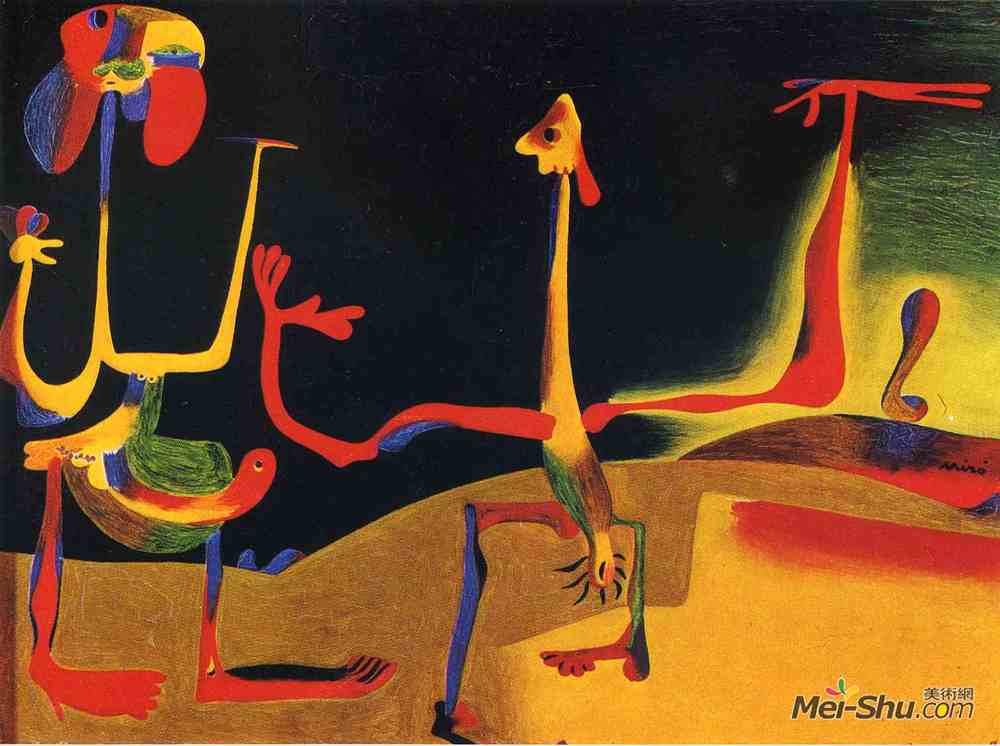 胡安·米罗(Joan Miro)高清作品《一堆屎前的男人和女人》