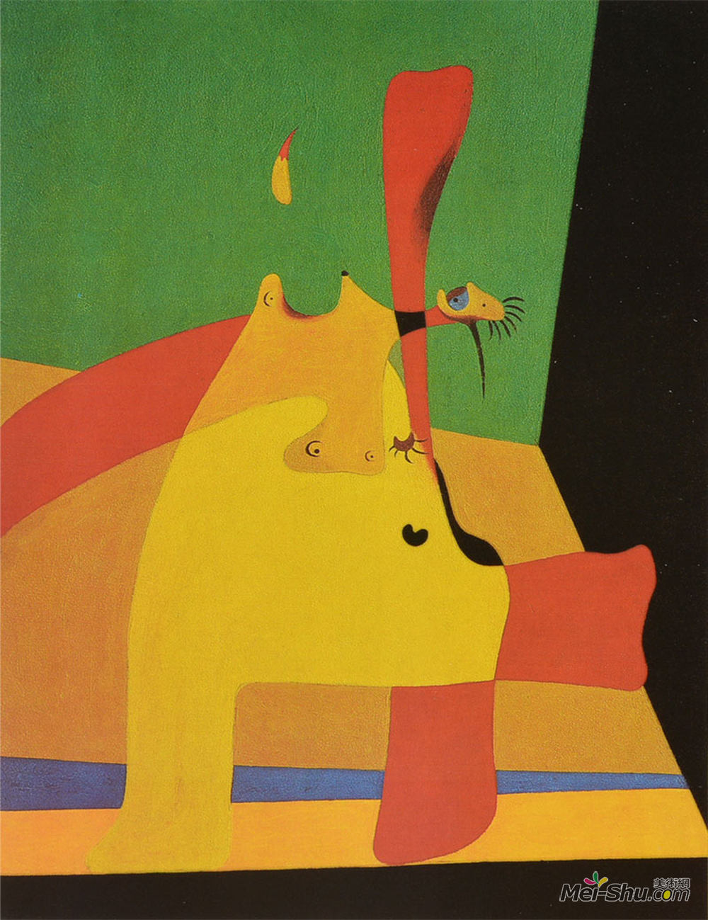 胡安·米罗(Joan Miro)高清作品《空间中的火焰与裸体女人》