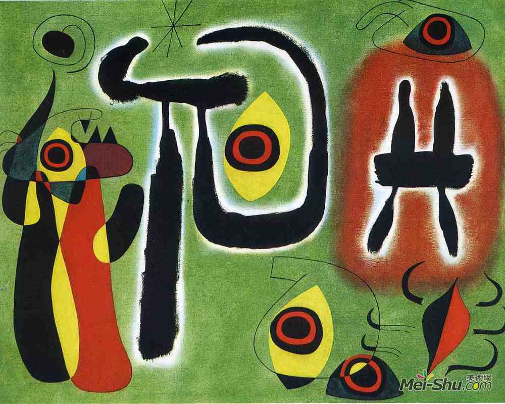 胡安·米罗(Joan Miro)高清作品《红日啃噬蜘蛛》