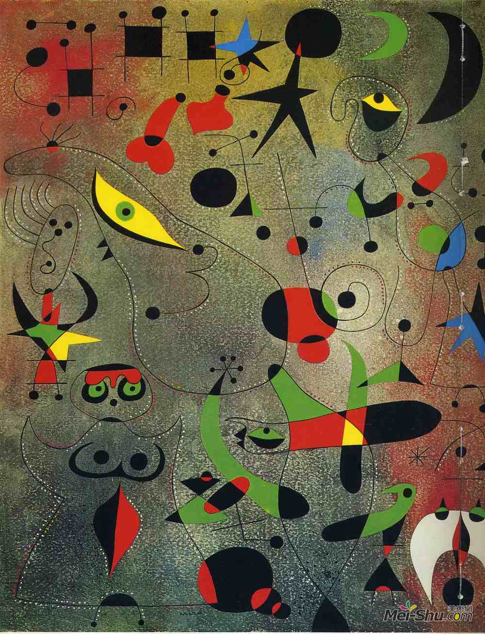 胡安·米罗(Joan Miro)高清作品《黎明时分的星座觉醒》