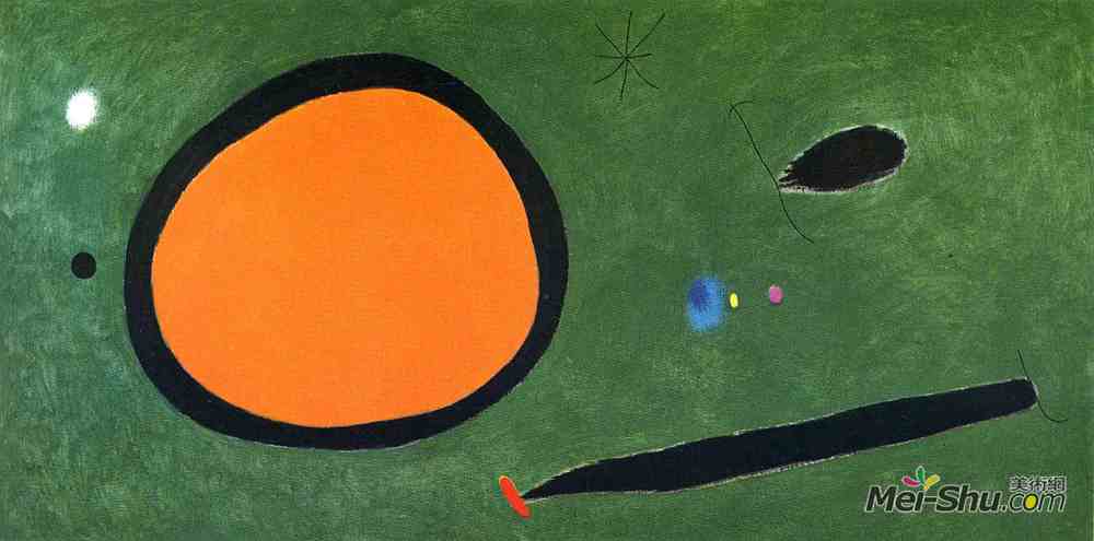 胡安·米罗(joan miro)高清作品《鸟在月光下飞翔》