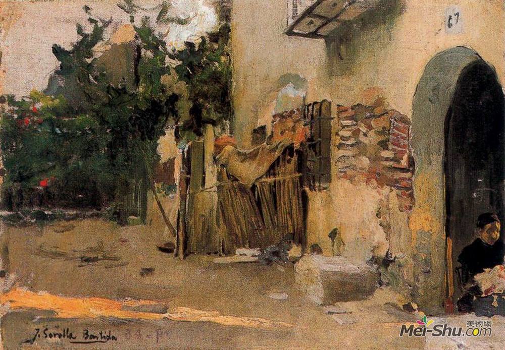 华金·索罗拉(Joaquín Sorolla)高清作品《瓦伦西亚的农舍》